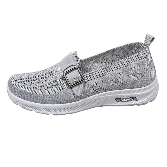 XIMIN Women's Woven Slip on Mesh Orthopedic Breathable Soft Bottom Shoes Arch Support Anti-Skid Sports Shoes Diabetic Ladies Shoes Footwear (41, Gray)