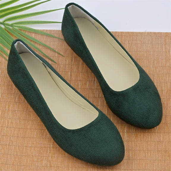 XIMIN Womens Block Heel PU Pointed Toe Comfortable Suede Flats Shoes Portable Pumps Ballet Flat Slip-on Ballerina Pumps Shoes Dress Shoes Ladies Loafers