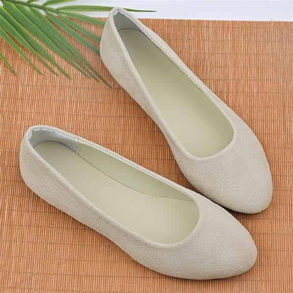 XIMIN Womens Block Heel PU Pointed Toe Comfortable Suede Flats Shoes Portable Pumps Ballet Flat Slip-on Ballerina Pumps Shoes Dress Shoes Ladies Loafers