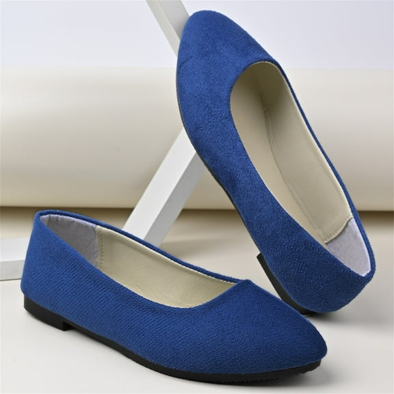 XIMIN Womens Block Heel PU Pointed Toe Comfortable Suede Flats Shoes Portable Pumps Ballet Flat Slip-on Ballerina Pumps Shoes Dress Shoes Ladies Loafers