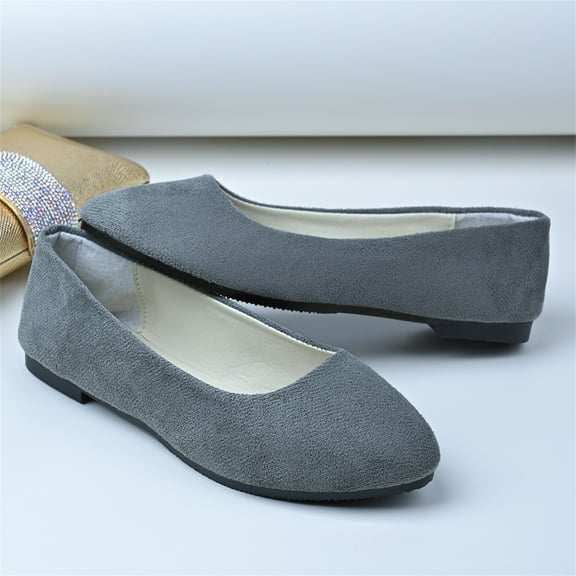 XIMIN Womens Block Heel PU Pointed Toe Comfortable Suede Flats Shoes Portable Pumps Ballet Flat Slip-on Ballerina Pumps Shoes Dress Shoes Ladies Loafers