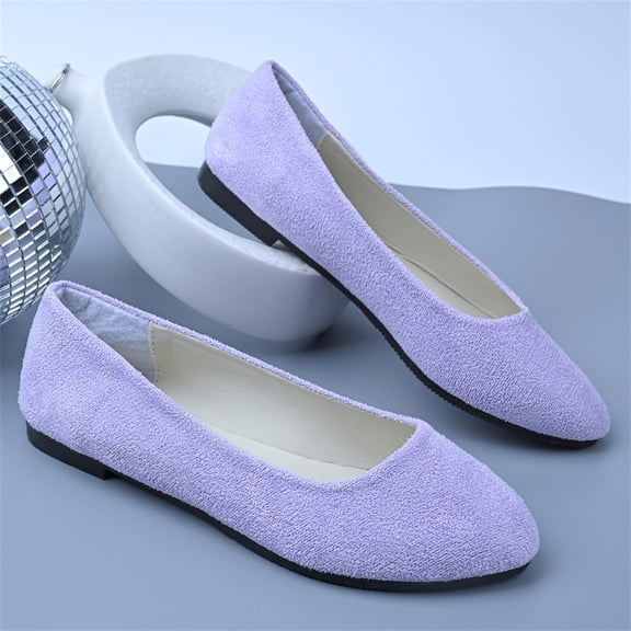 XIMIN Womens Block Heel PU Pointed Toe Comfortable Suede Flats Shoes Portable Pumps Ballet Flat Slip-on Ballerina Pumps Shoes Dress Shoes Ladies Loafers