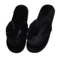 thumbnail image 1 of XIMIN Womens Faux Fur Slippers Slip On Spa Thong Flat Slippers Warm Fuzzy Memory Foam Flip Flop House Slippers Soft Comfy Open Toe Indoor Home Slippers, 1 of 3