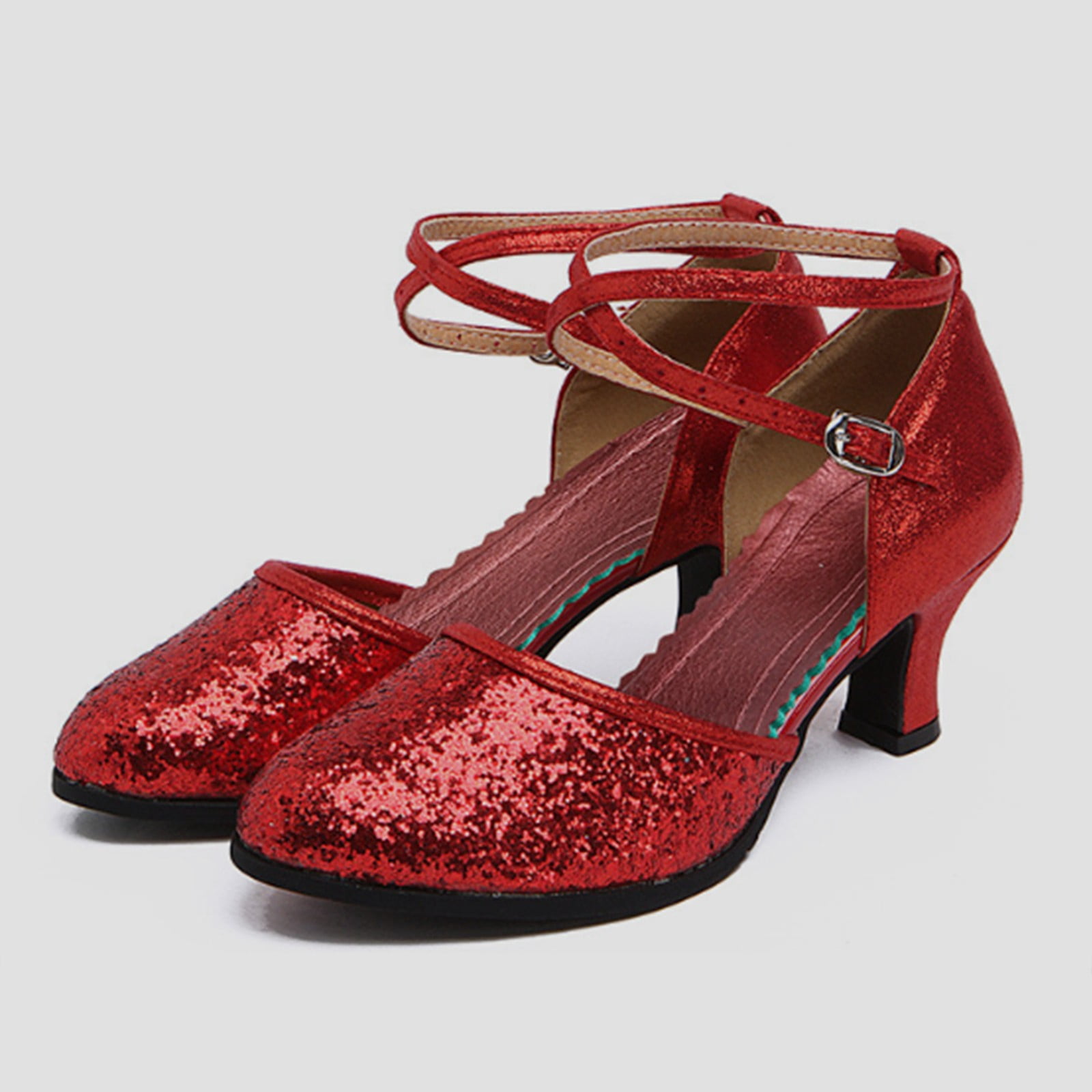 HROYL Women's Ballroom Dance Shoes – Lace Up Latin Salsa Tango Practice Shoes, Closed Toe, Suede Sole, Model WDL-K4