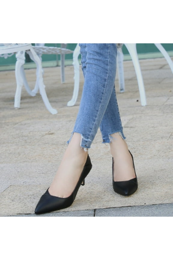 Womens Pointed Toe Kitten Lovely Heel Pumps Low Heel Pointy Toe Slip On Dress Office Shoes Work Wedding Pumps Bridal Heeled Shoes (9, Black)