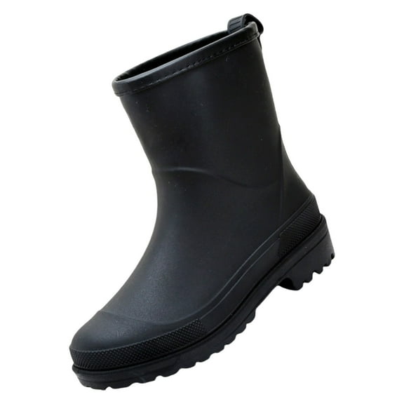 XIMIN Womens Rain Boots Waterproof Insulated Lightweight Platform Mud Boots Rubber Fashion Boots in Gardening Wide Calf Rain Boots with Glossy in Outdoor (40, Black)