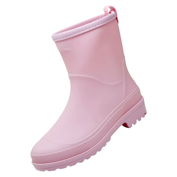 XIMIN Womens Rain Boots Waterproof Insulated Lightweight Platform Mud Boots Rubber Fashion Boots in Gardening Wide Calf Rain Boots with Glossy in Outdoor (40, Pink)
