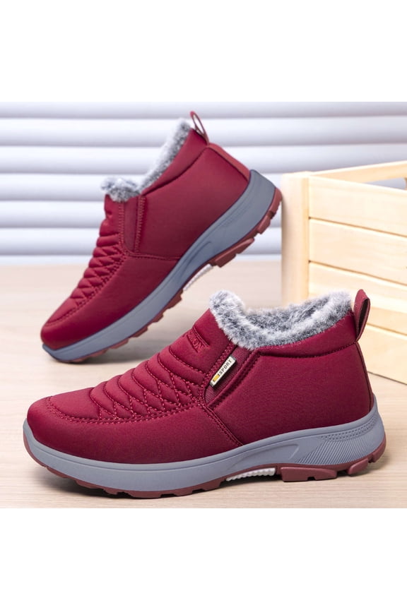 Womens Snow Boots Sheepskin-Lined Ankle Booties Waterproof Winter Warm Boots Fur Fuzzy Thermal Soft Booties Synthetic Leather Side Zip Fashion Boots