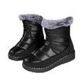 thumbnail image 1 of XIMIN Womens Snow Boots Waterproof Leather Fur Lined Winter Warm Boots Mid-Calf Booties with Fur Lined Zipper Comfortable Platform Fashion Snow Ankle Booties, 1 of 9