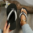thumbnail image 1 of XIMIN New Women's Rhinestone Platform Sandals High | Low Platform T-Strap Jewel Sandals High Wedge Beach Flip Flops Summer Vacation Footwear (8.5, Black), 1 of 7