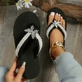thumbnail image 1 of XIMIN New Women's Rhinestone Platform Sandals High | Low Platform T-Strap Jewel Sandals High Wedge Beach Flip Flops Summer Vacation Footwear (8.5, Silver), 1 of 7