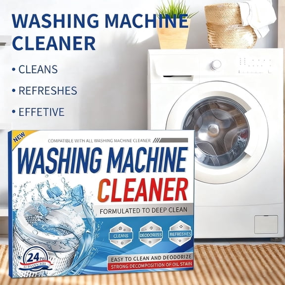 XIMUX Washing Machine Cleaner and Descaler Tablets,Clean Inside Drum for HE Front and Top Loaders Washer,Laundry,24 Count