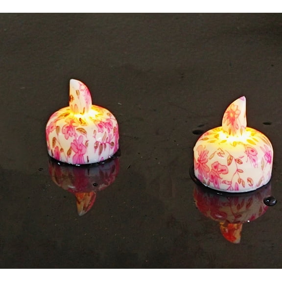 XINAOBAOLUO 12 Pcs Floral Rrint Flameless Candles,Floating Led Tealight Candles in Bulk, Decor for Wedding, Party, Centerpiece, Pool, Christmas