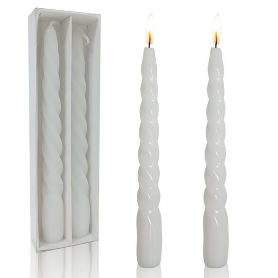 XINAOBAOLUO 7.3 inch Unscented Candles White Taper Candles Dripless Candle Sticks Smokeless Candles Pack of 2