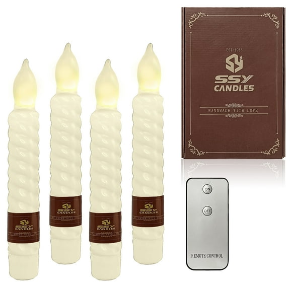 XINAOBAOLUO Flameless Taper Candles, 6.5-Inch, Battery-Powered, Remote-Control, LED, Multicolor, Pack of 4