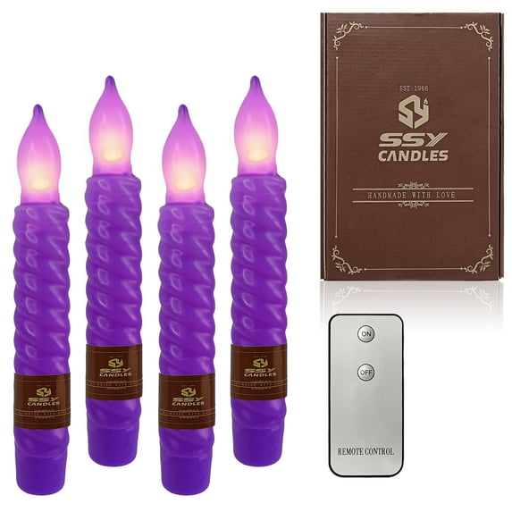 XINAOBAOLUO Flameless Candles 6.5 inch Battery Powered Remote Control LED Taper Candles Window Candle Sticks Colorful Candles Christmas Tree Candles, Pack of 4