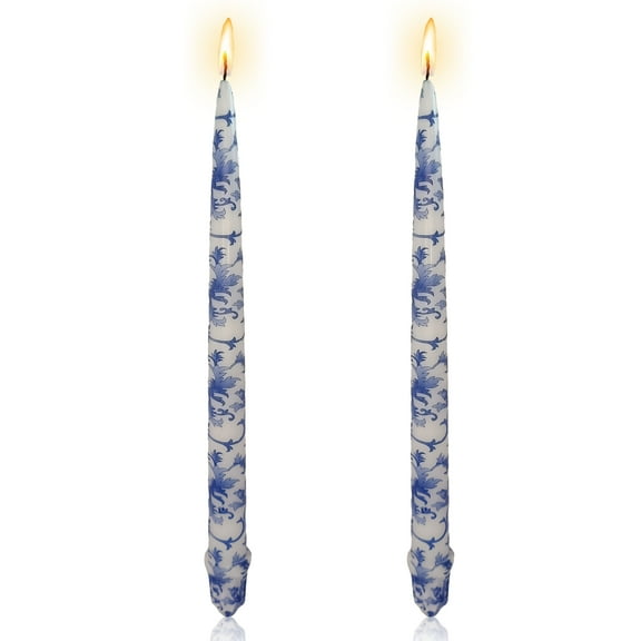 XINAOBAOLUO Floral Candle Sticks Printed Candlestick Set of 4 Spiral Taper Candle Long Twisted Candlesticks 7.5inches Blue Flower Tapered Candles for Home Dinner Wedding Holiday