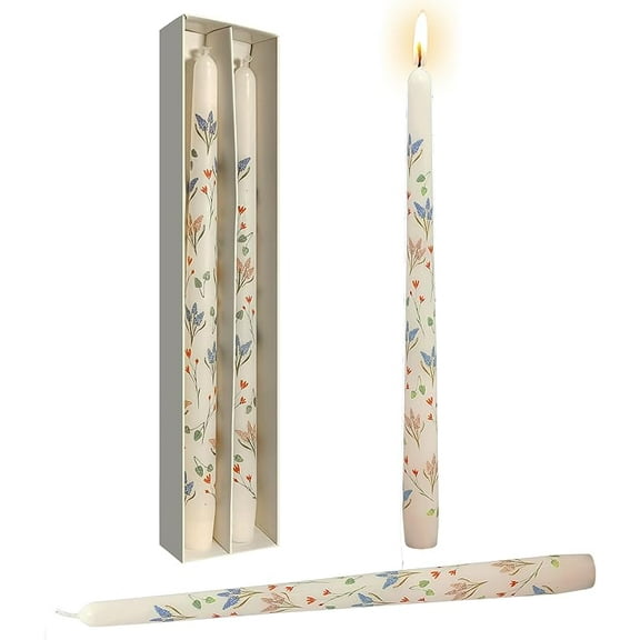 XINAOBAOLUO Flower Taper Candles,2 pcs Unscented, Smokeless Long Tapered Candlesticks Valentines Day Gifts Romantic Wedding Dinner Party Home Decor