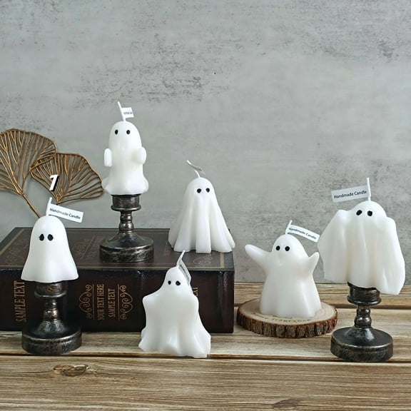 XINAOBAOLUO Ghost Shape Candles, Unscented Soy Wax, Halloween Decorations for Home, Party Supplies, Handmade