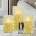 thumbnail image 1 of XINAOBAOLUO Golden Flower Flickering Flameless Candles, Recessed String Light LED Pillar Candles with Remote and Timer for Modern Simple Home Decor Set of 3, 1 of 6