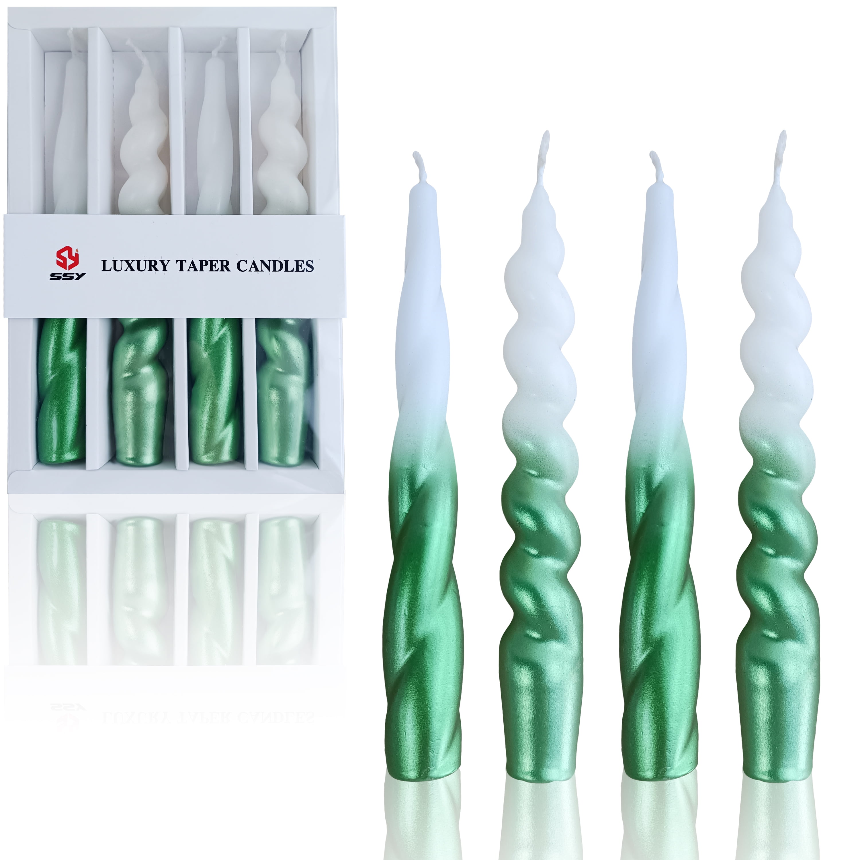 XINAOBAOLUO Green Taper Candles Unscented Christmas Candles Luxury