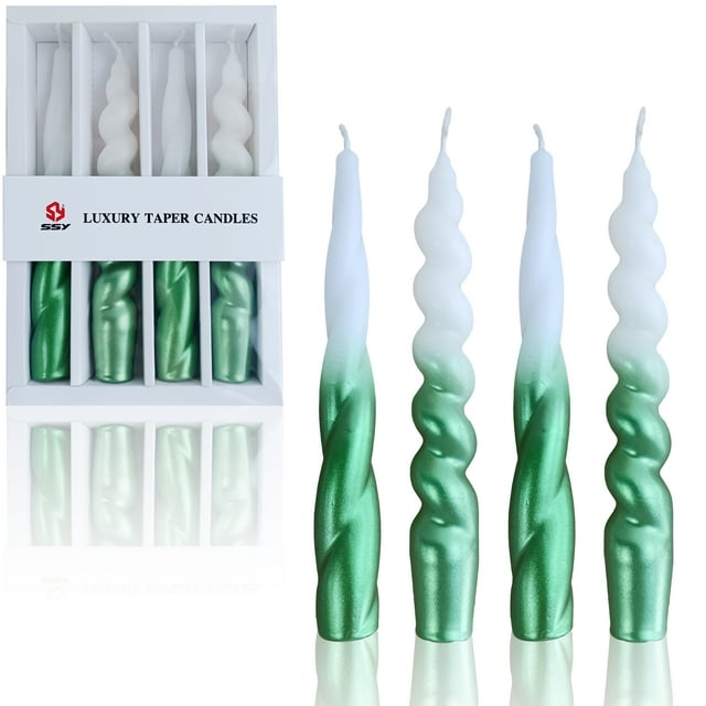 XINAOBAOLUO Green Taper Candles Unscented Christmas Candles Luxury