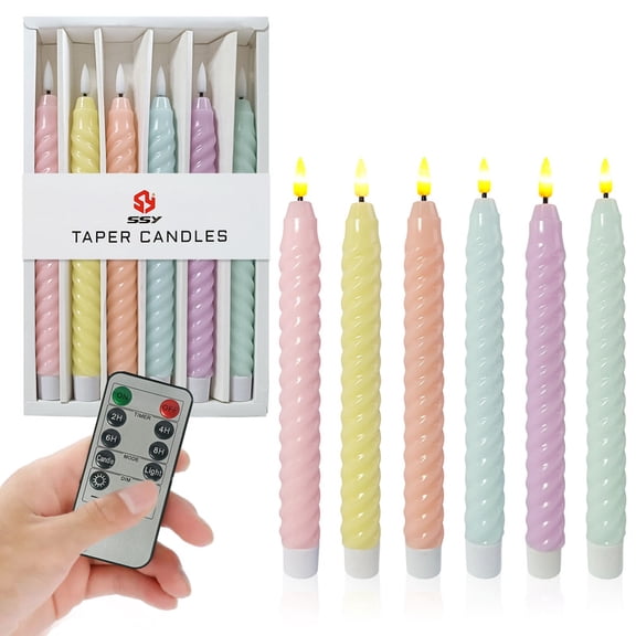XINAOBAOLUO LED Taper Candle Candlestciks, 6pcs Battery Powered Remote LED Candles Sticks Flameless Candles with Clip Suitable for Hotels Bars Home Churches Christmas Day