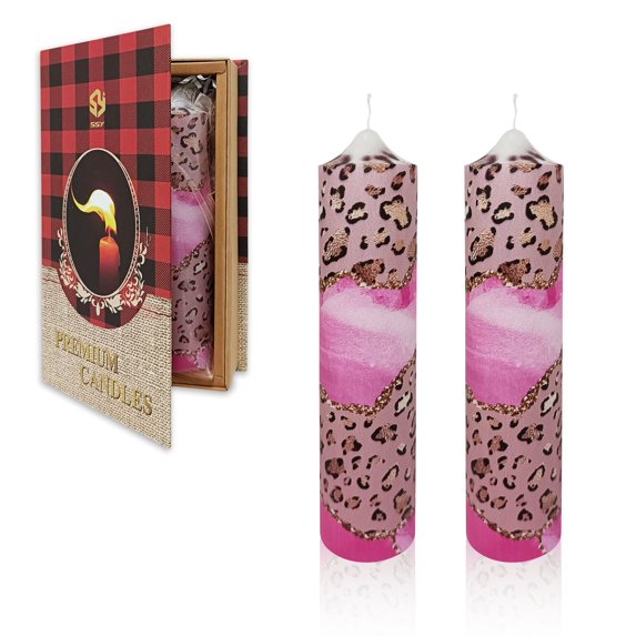 XINAOBAOLUO 2-Pack Unscented Pillar Candles with 10-15 h Burn Time