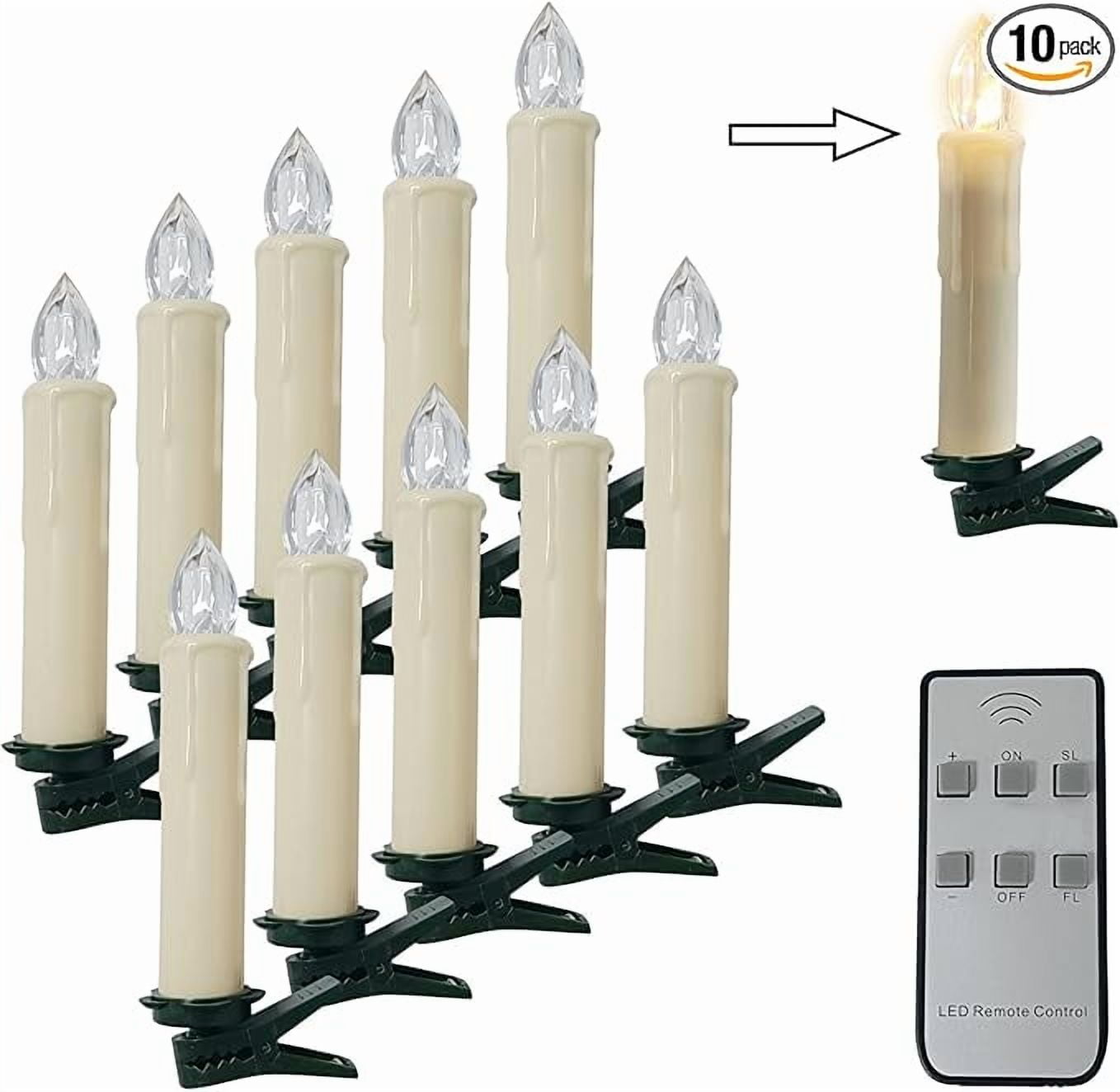 XINAOBAOLUO Short Candlesticks LED Taper Candle, Remote Candle Sticks Battery Flameless Candles with Clip Flickering Warm White Lights for Wedding Party Baroque Chandelier,4inches White