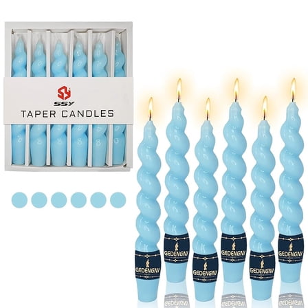 XINAOBAOLUO Spiral Taper Candle Blue Candlesticks,6pcs Long Candle Stick 7.5 inches Tapered Candles Colored Twisted Candlesticks for Home Décor Weddings Festive Women Gifts