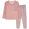 thumbnail image 1 of XINC under $10 Women's Pajamas Women's Summer Round Neck With Pocket Checkered Print Loose Casual Home Wear Sleepwear Pajama Pants Set Matching Family Pajamas Women, 1 of 9
