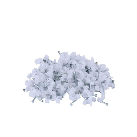 XINCA Nail Clamp for Flat 10x5 mm Wall Tack for Ethernet Cable Cat 8 cables White Cable clip pack of 100pcs