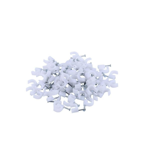 XINCA Nail Clamp for Round Cable 6 mm Wall Tack for Ethernet Cable Cat 6 Cables White Cable Clip Pack of 100pcs