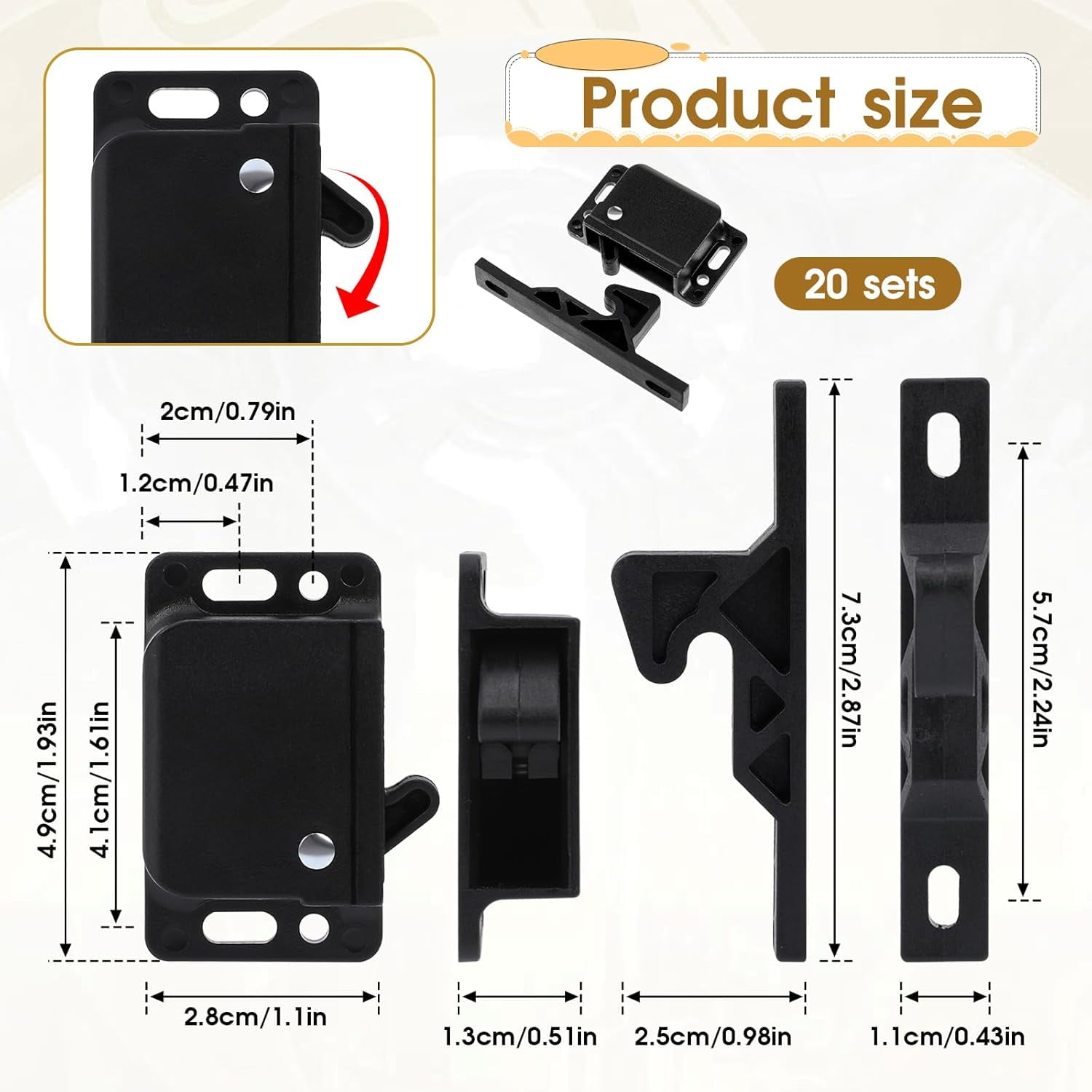 XINDUO-20 Pack RV Drawer Latches and Catches 10 LBS Pull Force Door ...