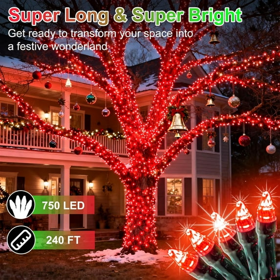 XINDUO-750 LED 240FT Christmas String Lights Outdoor, 12 Pro Modes and ...