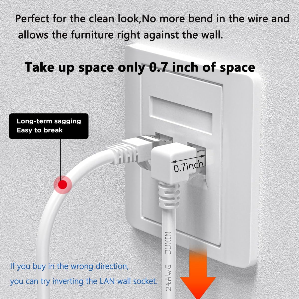 XINDUO-90 Degree CAT6 Ethernet Cable Right Angle Upward Angled White ...