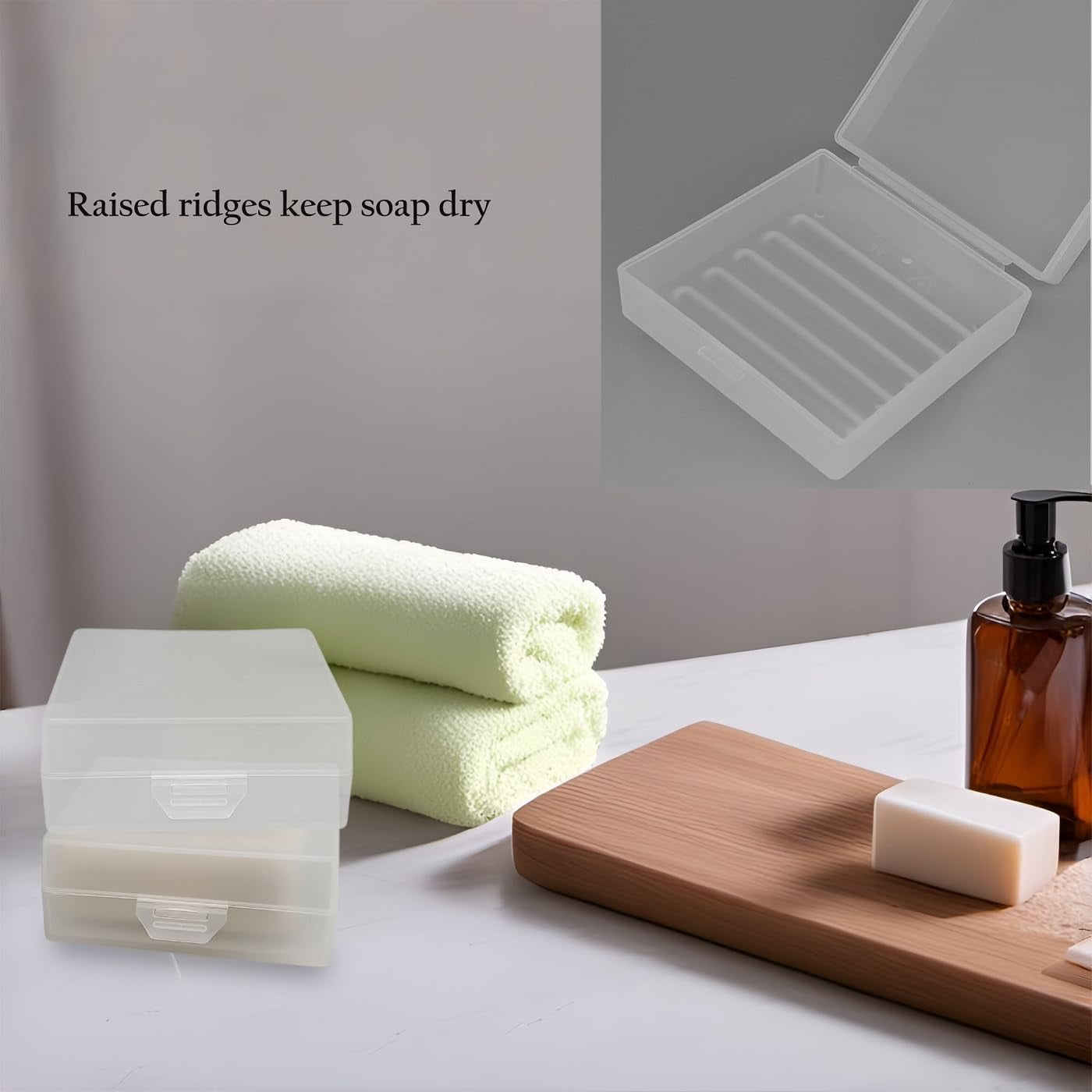 XINDUO-Bathroom Soap Dishes for Dr. Squatch Soap, Square Travel Soap Container with Lid, Portable Bar Soap Holder for Shower Soap Dish Box for Traveling Camping Outdoor (2pack Matte Clear)