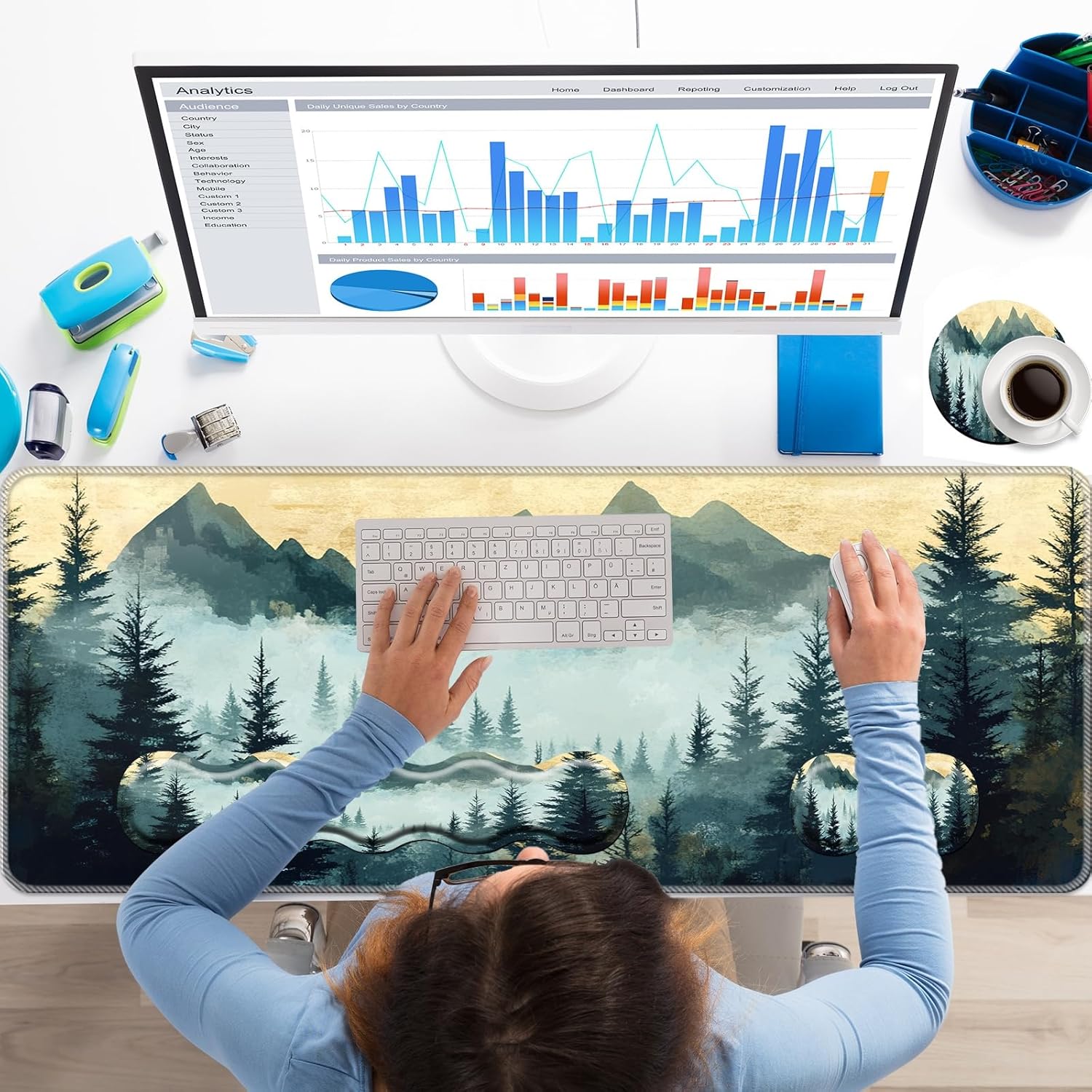XINDUO-Keyboard Wrist Rest+Mouse Wrist Pad+Desk Pad Set,Memory Foam ...