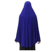 XINFU Women's High Stretch Hijab Muslim Arabian Long Milk Silk Purity Color Chiffon Hijab, Blue, Small