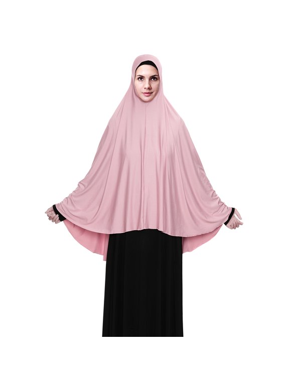 XINFU Women's High Stretch Hijab Muslim Arabian Long Milk Silk Purity Color Chiffon Hijab, Dark Pink, X-Small