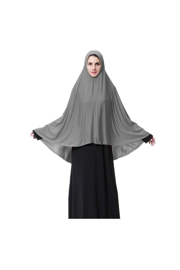 XINFU Women's High Stretch Hijab Muslim Arabian Long Milk Silk Purity Color Chiffon Hijab, Gray, Small