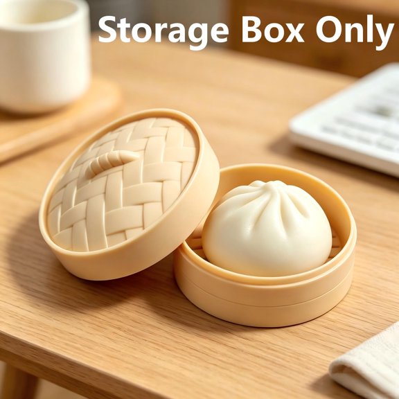 XINGAG 10-Pack Round Storage Case With Lids For Dumpling Toys Small Cute Steamer Style Storage Boxes Desktop Display Handmade Home Craft Organizer Container, Beige