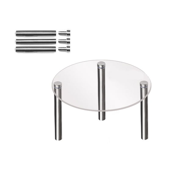 XINGAG 1Pcs Round Acrylic Cake Stand With Metal Support Legs,Clear Dessert Display Riser, Reusable Cupcake Pastry Serving Stand For Party Wedding Birthday Table Decor