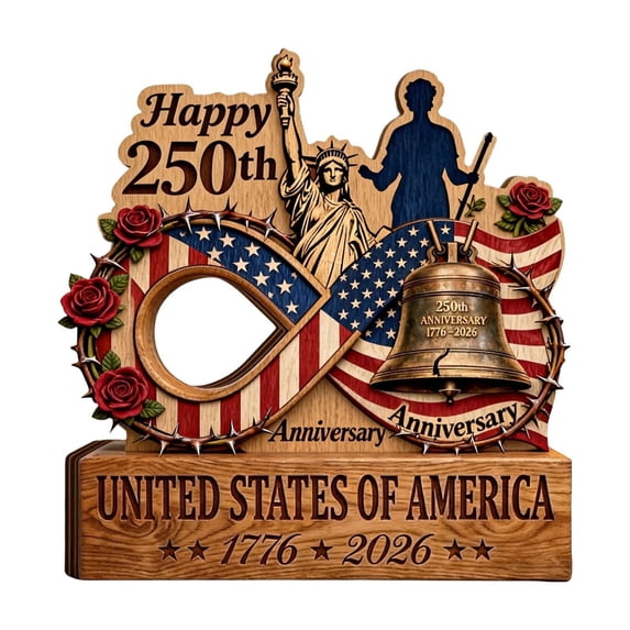 XINGAG 250th Anniversary Decor 1776–2026, 4th of July Patriotic Table Decorations, Red White and Blue Patriotic Decor, Memorial Day Decorations Independence Day Home Office Table Centerpieces Sign