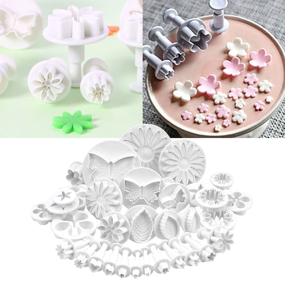XINGAG 33-Pack Fondant Cake Embosser Cookie Plunger Cutter Sugarcraft Flower Leaf Butterfly Kitchen Gadgets