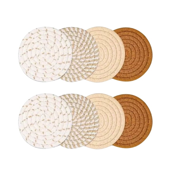 XINGAG 8Pcs Drink Coasters, Plate Mats for Hot Dishes, Cotton Woven Hot Pads Heat Resistant Mats for Coffee Beer Mugs Indoor Table Use
