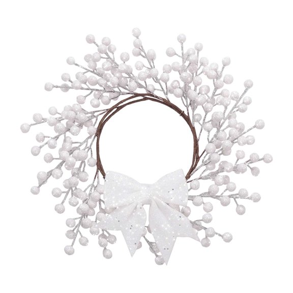 XINGAG Artificial Flowers 33cm Berry Wreath With Glitter Bow Red//White/Gold Holiday Wreath For Door Wall Fireplace Outside Indoor Porch Patio Window Home Decor Realistic Simulated Floral