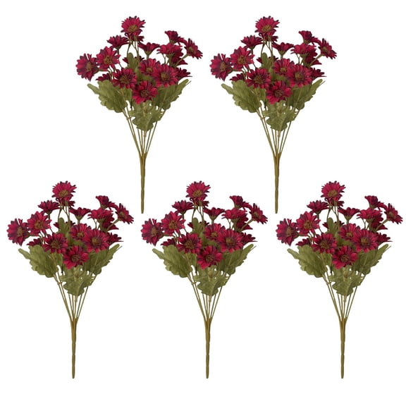 XINGAG Artificial Flowers 5PCS Flowers Daisy Fall Home Windproof Realistic Silk Floral Arrangement For Living Room Bedroom for Home Office Bedroom Party Table Centerpieces Decor Simulated Floral