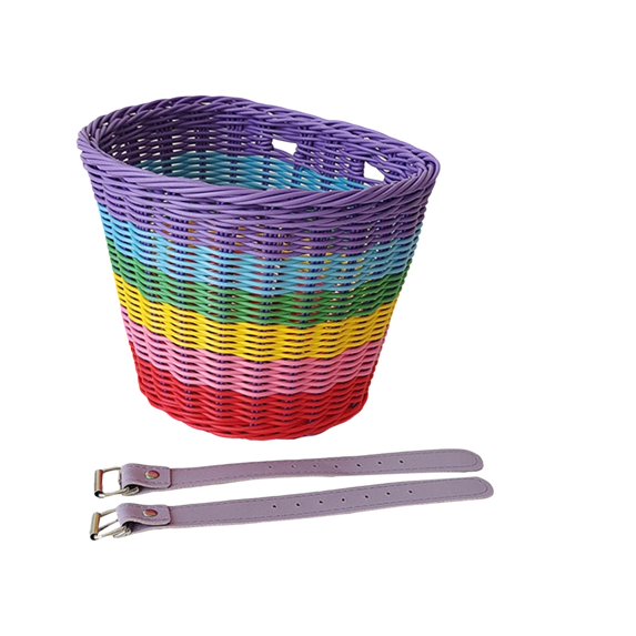 XINGAG Bike Basket, Front Bicycle Basket, Wicker Bike Front Basket, Rattan Woven Scooter Basket with Adjustable Straps for Adult Boys Girls Outdoor Riding