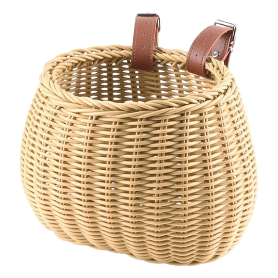 XINGAG Bike Basket, Front Bicycle Basket, Wicker Bike Front Basket, Rattan Woven Scooter Basket with Adjustable Straps for Adult Boys Girls Outdoor Riding